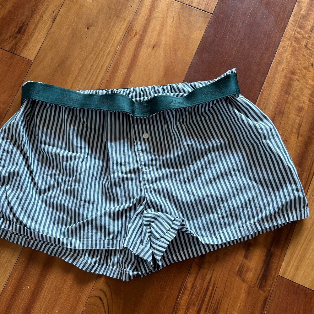 Victoria's Secret PINK Striped Boxers with Teal Waistband
